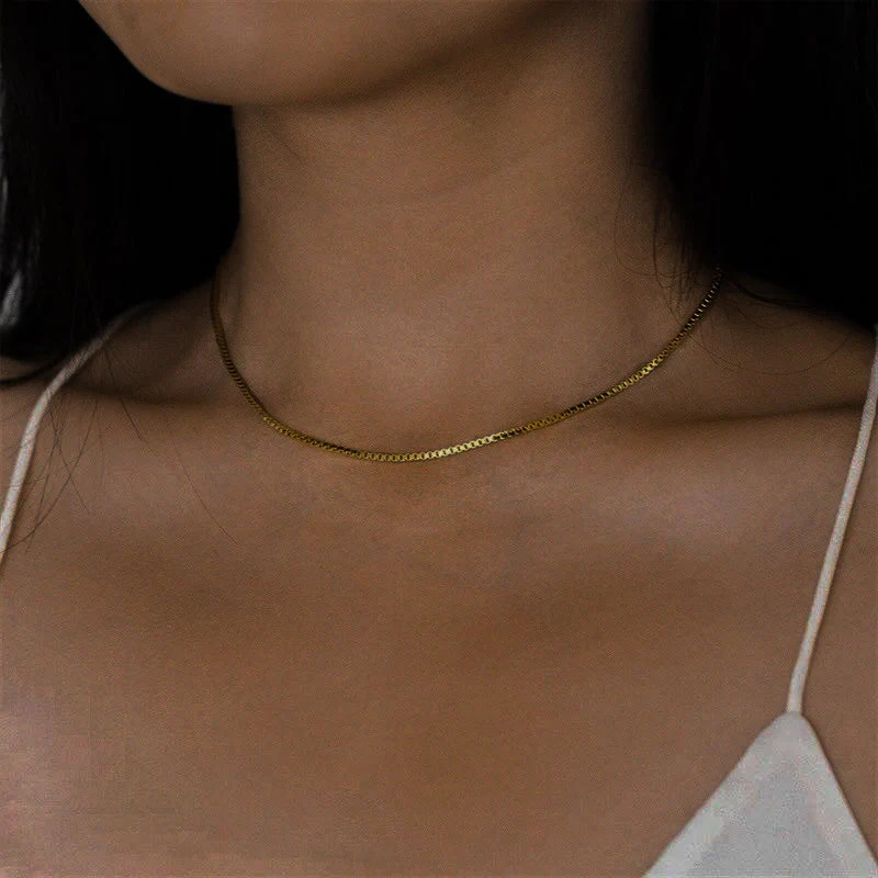 Danica Box Chain Gold Necklace - Image 4