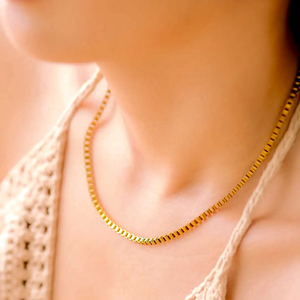 Danica Box Chain Gold Necklace - Image 6